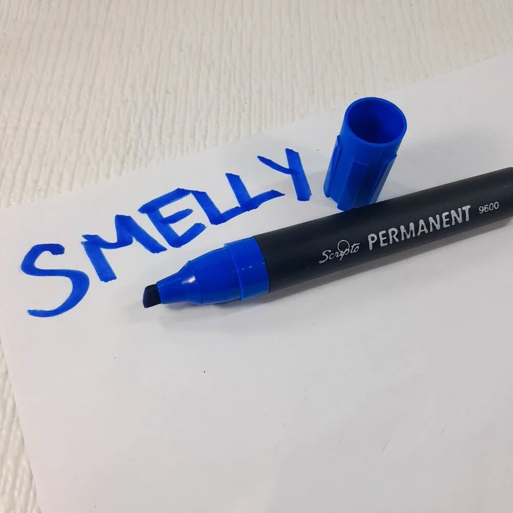 Vintage Scripto Jumbo Permanent Marker 9600 blue smelly sinky large potent WORKS